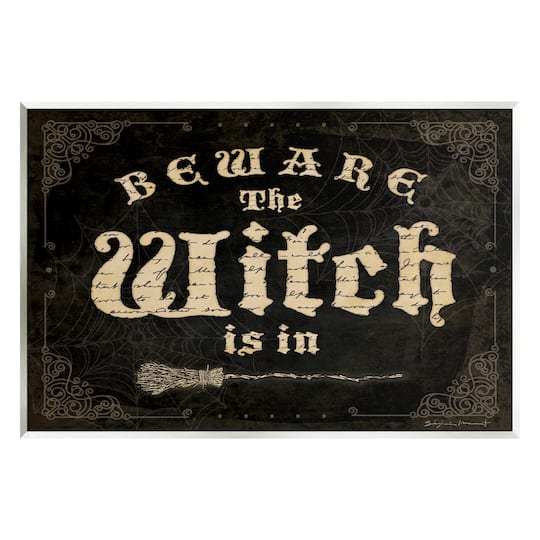 Stupell Industries Beware The Witch Vintage Phrase Wall Plaque Art